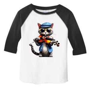 Funny Orchestra Musician Violinist Cat Playing Violin Gift Toddler Fine Jersey T-Shirt