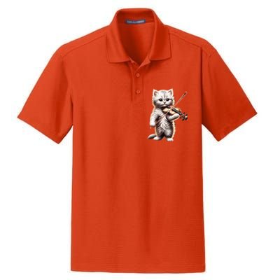 Funny Orchestra Musician Violinist Cute Cat Playing Violin Dry Zone Grid Polo