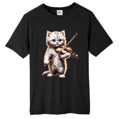 Funny Orchestra Musician Violinist Cute Cat Playing Violin Tall Fusion ChromaSoft Performance T-Shirt