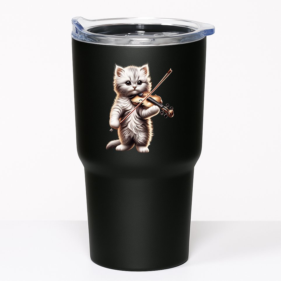 Funny Orchestra Musician Violinist Cute Cat Playing Violin Tumbler
