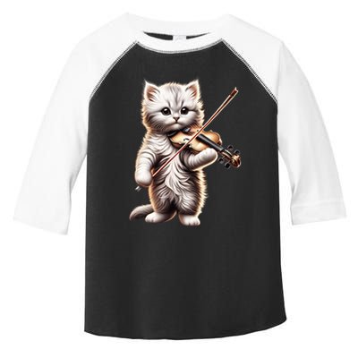 Funny Orchestra Musician Violinist Cute Cat Playing Violin Toddler Fine Jersey T-Shirt