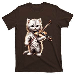 Funny Orchestra Musician Violinist Cute Cat Playing Violin T-Shirt