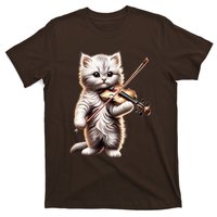 Funny Orchestra Musician Violinist Cute Cat Playing Violin T-Shirt