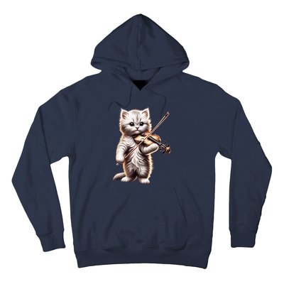 Funny Orchestra Musician Violinist Cute Cat Playing Violin Hoodie