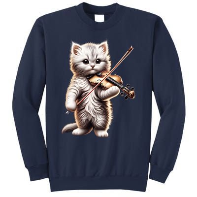 Funny Orchestra Musician Violinist Cute Cat Playing Violin Sweatshirt