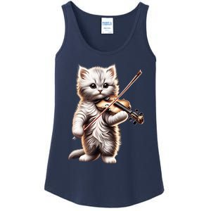 Funny Orchestra Musician Violinist Cute Cat Playing Violin Ladies Essential Tank