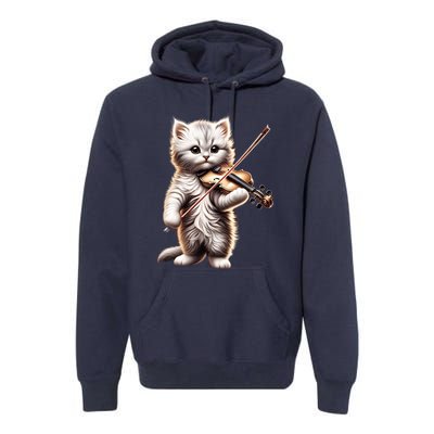 Funny Orchestra Musician Violinist Cute Cat Playing Violin Premium Hoodie