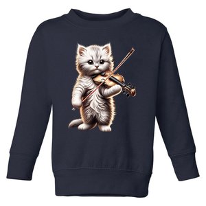 Funny Orchestra Musician Violinist Cute Cat Playing Violin Toddler Sweatshirt