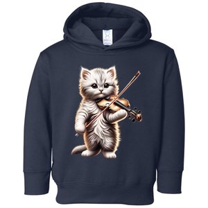 Funny Orchestra Musician Violinist Cute Cat Playing Violin Toddler Hoodie