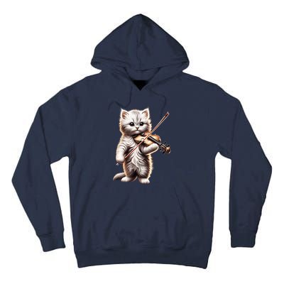 Funny Orchestra Musician Violinist Cute Cat Playing Violin Tall Hoodie