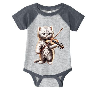 Funny Orchestra Musician Violinist Cute Cat Playing Violin Infant Baby Jersey Bodysuit