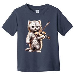 Funny Orchestra Musician Violinist Cute Cat Playing Violin Toddler T-Shirt