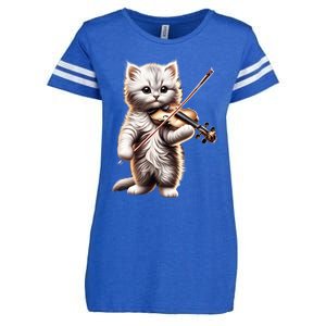 Funny Orchestra Musician Violinist Cute Cat Playing Violin Enza Ladies Jersey Football T-Shirt