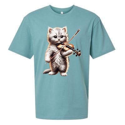 Funny Orchestra Musician Violinist Cute Cat Playing Violin Sueded Cloud Jersey T-Shirt