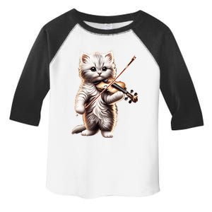 Funny Orchestra Musician Violinist Cute Cat Playing Violin Toddler Fine Jersey T-Shirt