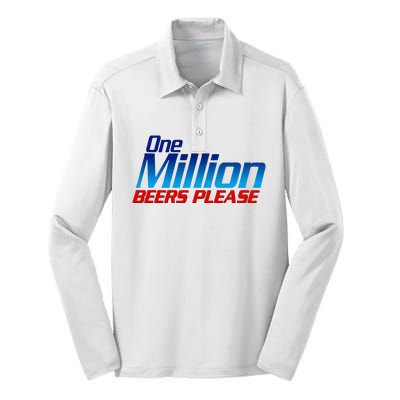 Funny One Million Beers Please Beer Enthusiast Drinking Silk Touch Performance Long Sleeve Polo