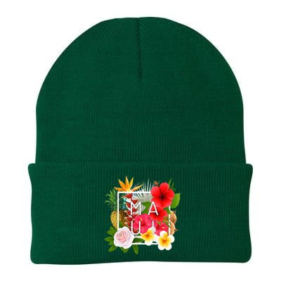 Flowers Of Maui Word Art Hawaiian Island Hawaii Strong Knit Cap Winter Beanie