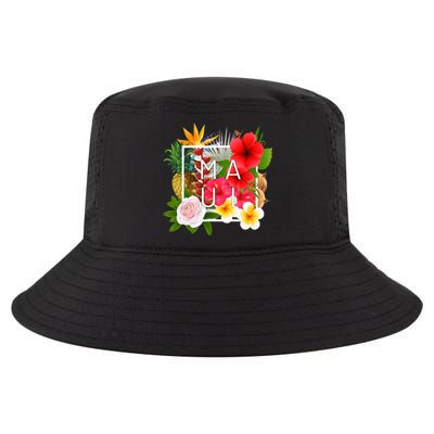 Flowers Of Maui Word Art Hawaiian Island Hawaii Strong Cool Comfort Performance Bucket Hat