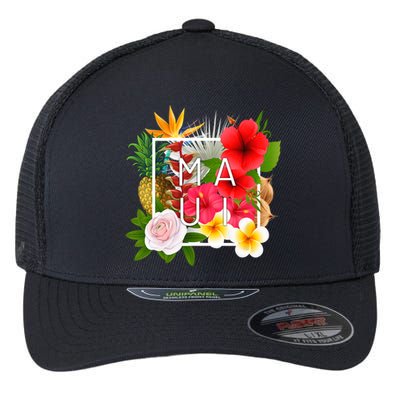 Flowers Of Maui Word Art Hawaiian Island Hawaii Strong Flexfit Unipanel Trucker Cap