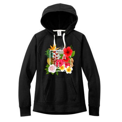 Flowers Of Maui Word Art Hawaiian Island Hawaii Strong Women's Fleece Hoodie