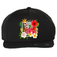 Flowers Of Maui Word Art Hawaiian Island Hawaii Strong Wool Snapback Cap