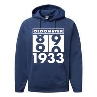 Funny Oldometer Made In 1933 90th Birthday Performance Fleece Hoodie