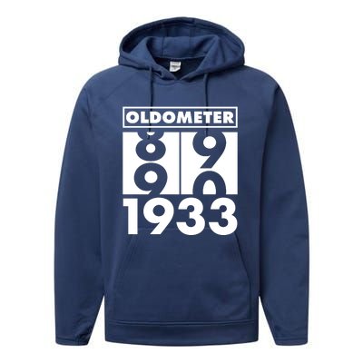 Funny Oldometer Made In 1933 90th Birthday Performance Fleece Hoodie