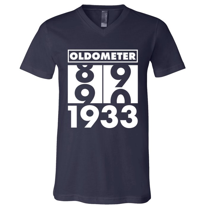 Funny Oldometer Made In 1933 90th Birthday V-Neck T-Shirt