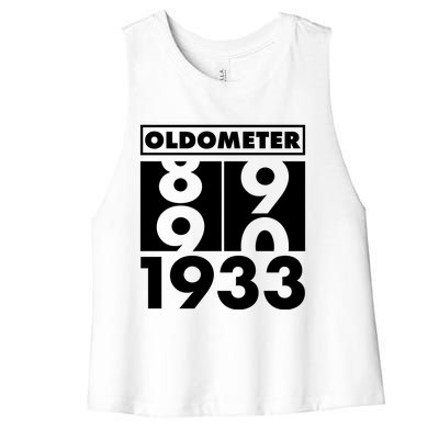 Funny Oldometer Made In 1933 90th Birthday Women's Racerback Cropped Tank