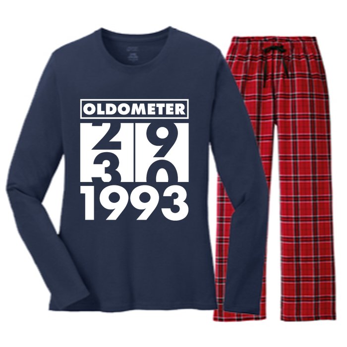 Funny Oldometer Made In 1993 30th Birthday Women's Long Sleeve Flannel Pajama Set 