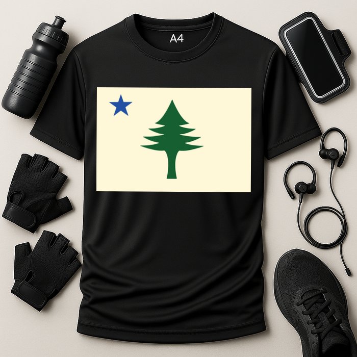 Flag Of Maine 1901 Maine State Flag Pine Tree State Cooling Performance Crew T-Shirt