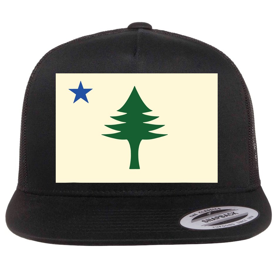 Flag Of Maine 1901 Maine State Flag Pine Tree State Flat Bill Trucker Hat