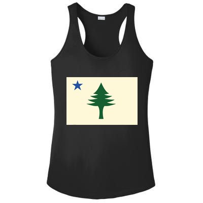 Flag Of Maine 1901 Maine State Flag Pine Tree State Ladies PosiCharge Competitor Racerback Tank
