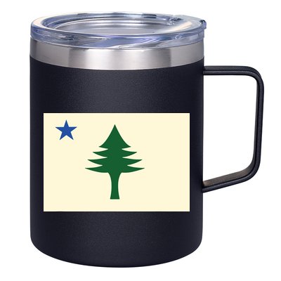 Flag Of Maine 1901 Maine State Flag Pine Tree State 12oz Stainless Steel Coffee Mug