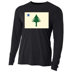 Flag Of Maine 1901 Maine State Flag Pine Tree State Cooling Performance Long Sleeve Crew