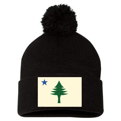 Flag Of Maine 1901 Maine State Flag Pine Tree State Pom Pom 12in Knit Beanie