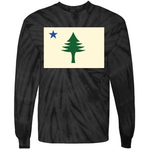 Flag Of Maine 1901 Maine State Flag Pine Tree State Tie-Dye Long Sleeve Shirt