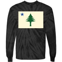 Flag Of Maine 1901 Maine State Flag Pine Tree State Tie-Dye Long Sleeve Shirt