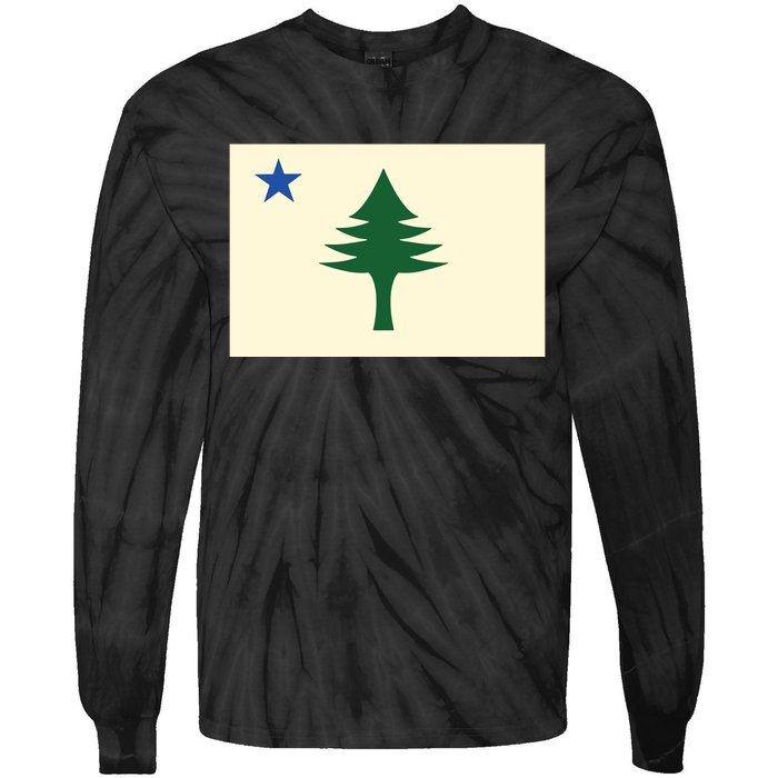 Flag Of Maine 1901 Maine State Flag Pine Tree State Tie-Dye Long Sleeve Shirt