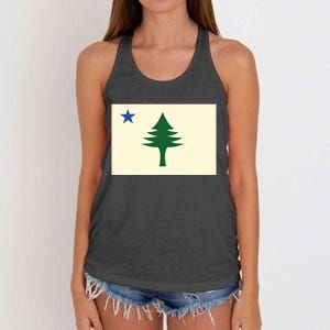 Flag Of Maine 1901 Maine State Flag Pine Tree State Women's Knotted Racerback Tank