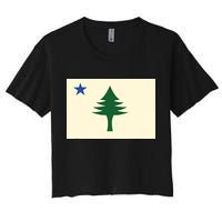 Flag Of Maine 1901 Maine State Flag Pine Tree State Women's Crop Top Tee