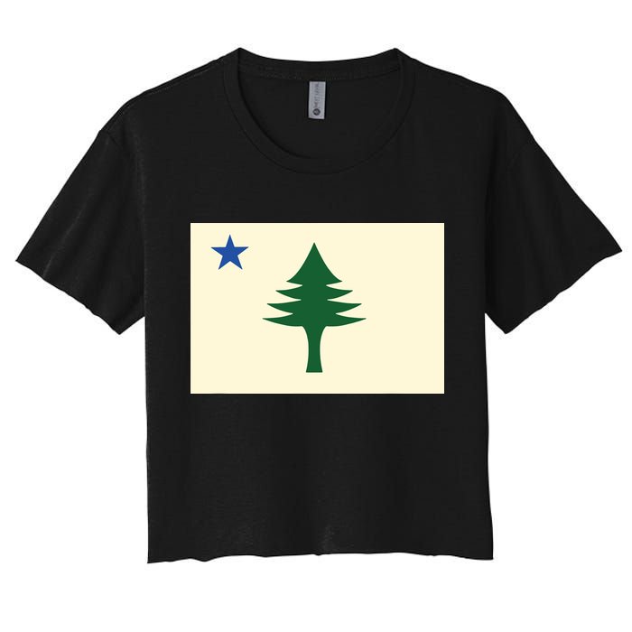 Flag Of Maine 1901 Maine State Flag Pine Tree State Women's Crop Top Tee