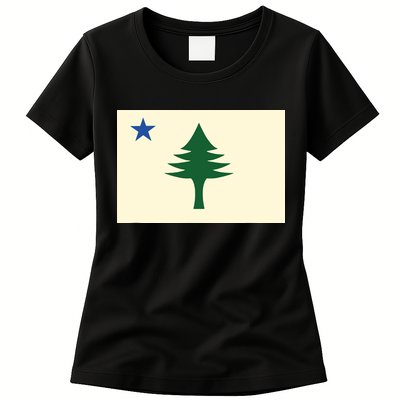 Flag Of Maine 1901 Maine State Flag Pine Tree State Womens T-Shirt
