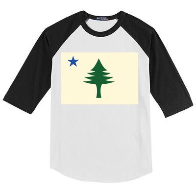 Flag Of Maine 1901 Maine State Flag Pine Tree State Kids Colorblock Raglan Jersey