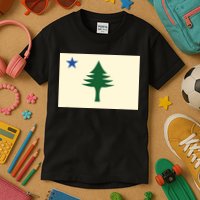 Flag Of Maine 1901 Maine State Flag Pine Tree State Kids T-Shirt