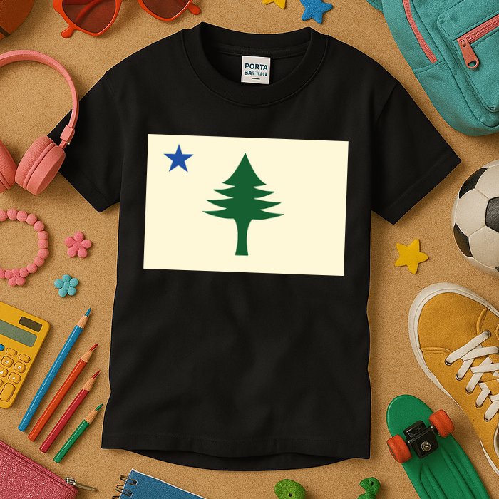 Flag Of Maine 1901 Maine State Flag Pine Tree State Kids T-Shirt