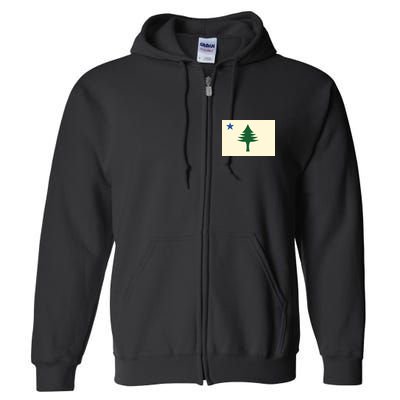 Flag Of Maine 1901 Maine State Flag Pine Tree State Full Zip Hoodie