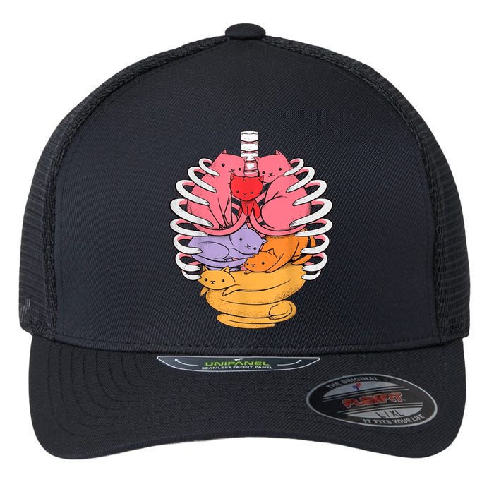 Funny Organs Made Out Of Cats Flexfit Unipanel Trucker Cap