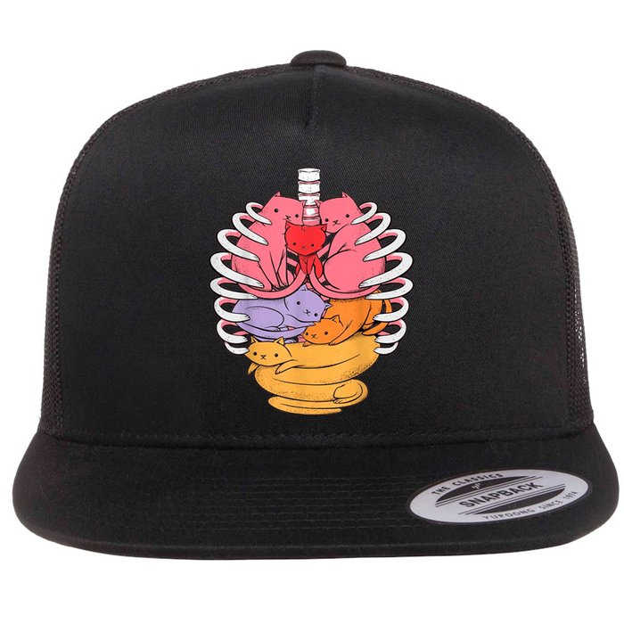 Funny Organs Made Out Of Cats Flat Bill Trucker Hat