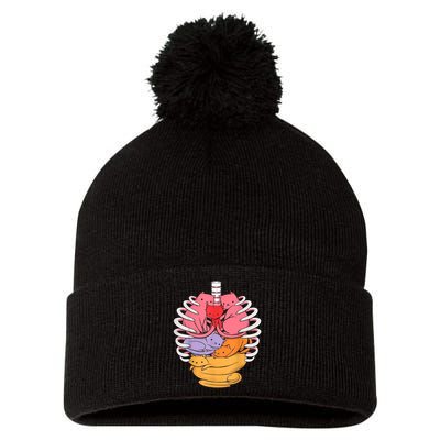 Funny Organs Made Out Of Cats Pom Pom 12in Knit Beanie